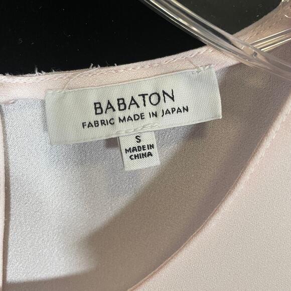 Babaton Aritzia Powder Pink Pastel Top Blouse Japanese Ruffle Cap Sleeves S - Picture 2 of 4
